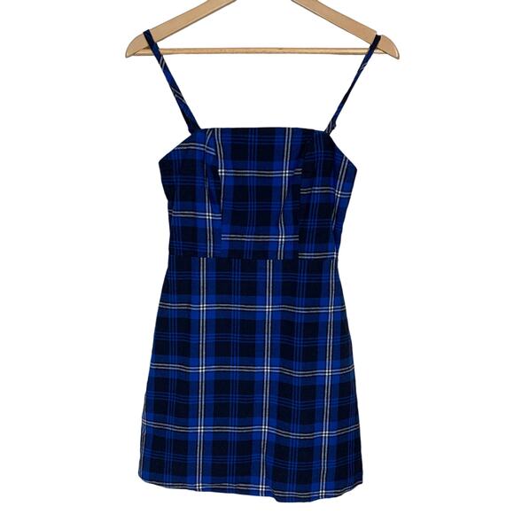 Revolve Blue Plaid Mini Slip Dress XS Grunge Dark Academia Y2K Preppy $64 NEW - Picture 4 of 10